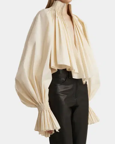 Khaite Durer Crop Balloon-Sleeve Peasant Top | Thumbnail 9 Khaite Durer Crop Balloon-Sleeve Peasant Top | Thumbnail 9