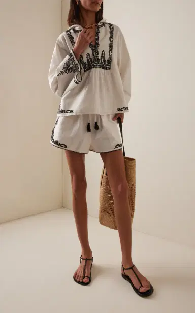 Ilio Nema Diana Dori-Embroidered Cotton Shorts | Thumbnail 2 Ilio Nema Diana Dori-Embroidered Cotton Shorts | Thumbnail 2