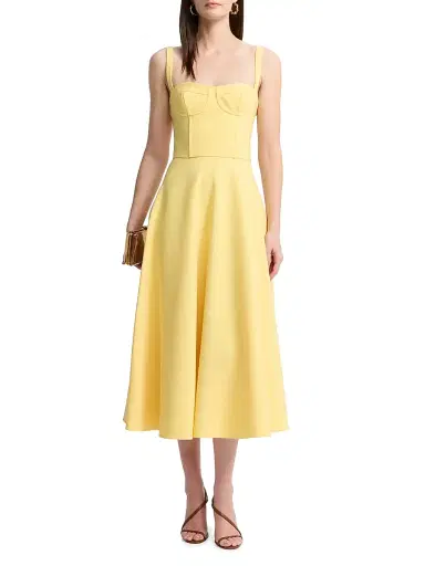 Oscar de la Renta Women's Bustier Stretch Wool Day Dress | Thumbnail 2 Oscar de la Renta Women's Bustier Stretch Wool Day Dress | Thumbnail 2