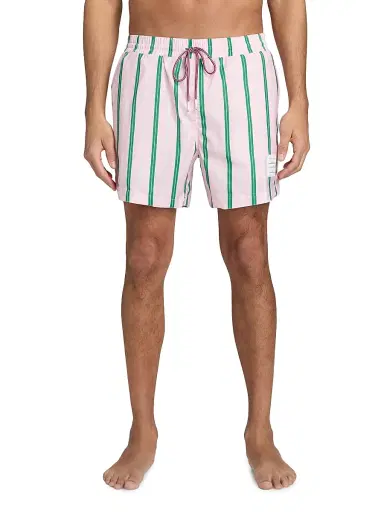 Thom Browne Men's Striped Drawstring Swim Shorts - Light Pink - Size XXL | Thumbnail 3 Thom Browne Men's Striped Drawstring Swim Shorts - Light Pink - Size XXL | Thumbnail 3
