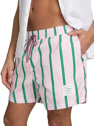 Thom Browne Men's Striped Drawstring Swim Shorts - Light Pink - Size XXL | Thumbnail 5 Thom Browne Men's Striped Drawstring Swim Shorts - Light Pink - Size XXL | Thumbnail 5