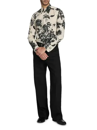 Dolce & Gabbana Men's Floral Cotton Button-Front Shirt - Ramage Peonies Beige | Thumbnail 2 Dolce & Gabbana Men's Floral Cotton Button-Front Shirt - Ramage Peonies Beige | Thumbnail 2