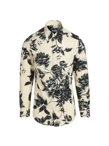 Dolce & Gabbana Men's Floral Cotton Button-Front Shirt - Ramage Peonies Beige | Thumbnail 1 Dolce & Gabbana Men's Floral Cotton Button-Front Shirt - Ramage Peonies Beige | Thumbnail 1