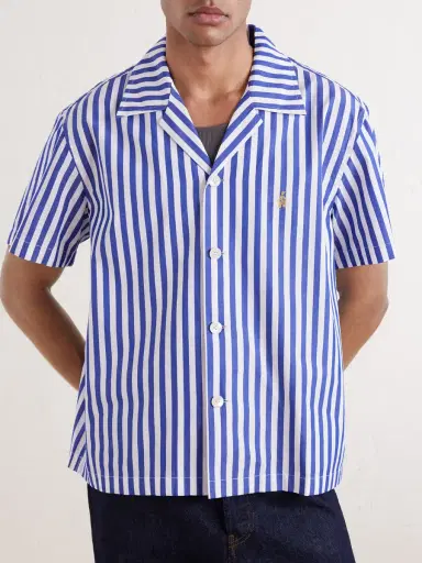 BODE Calliope Camp-Collar Embroidered Striped Cotton-Poplin Shirt - Men | Thumbnail 3 BODE Calliope Camp-Collar Embroidered Striped Cotton-Poplin Shirt - Men | Thumbnail 3