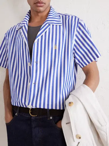 BODE Calliope Camp-Collar Embroidered Striped Cotton-Poplin Shirt - Men | Thumbnail 5 BODE Calliope Camp-Collar Embroidered Striped Cotton-Poplin Shirt - Men | Thumbnail 5