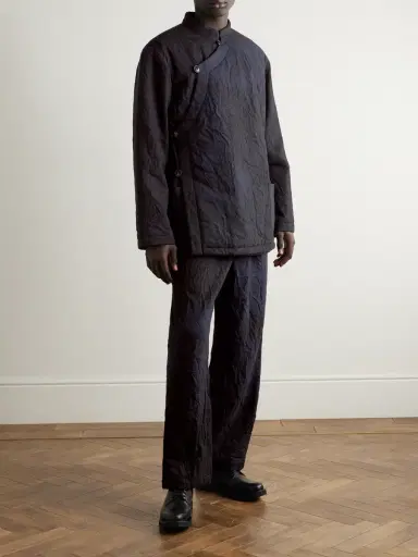 Blue Blue Japan Padded Crinkled Wool-Blend Jacket - Men | Thumbnail 2 Blue Blue Japan Padded Crinkled Wool-Blend Jacket - Men | Thumbnail 2
