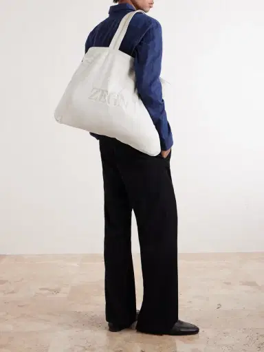 Zegna Logo-Embroidered Cotton-Terry Beach Towel Tote Bag - Men | Thumbnail 2 Zegna Logo-Embroidered Cotton-Terry Beach Towel Tote Bag - Men | Thumbnail 2