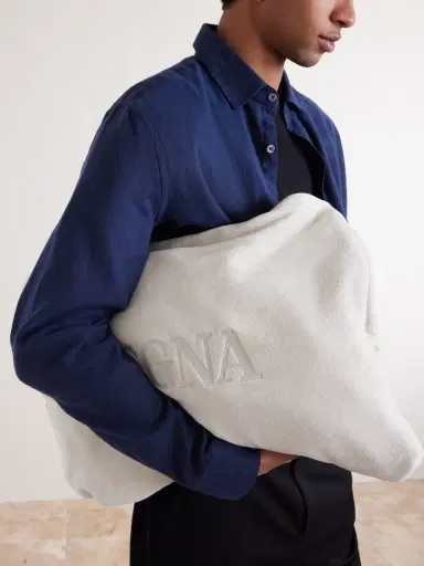 Zegna Logo-Embroidered Cotton-Terry Beach Towel Tote Bag - Men | Thumbnail 4 Zegna Logo-Embroidered Cotton-Terry Beach Towel Tote Bag - Men | Thumbnail 4