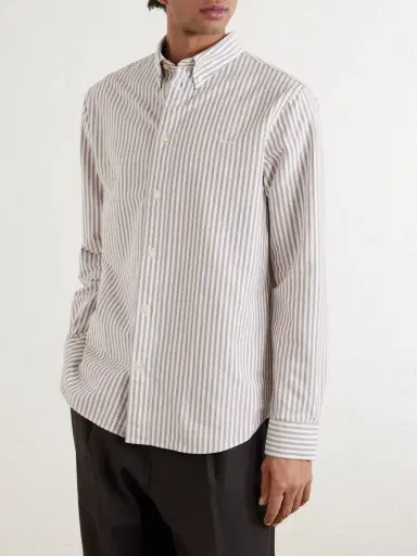 NN07 Colby 5910 Button-Down Collar Logo-Embroidered Striped Organic Cotton Shirt - Men | Thumbnail 3 NN07 Colby 5910 Button-Down Collar Logo-Embroidered Striped Organic Cotton Shirt - Men | Thumbnail 3