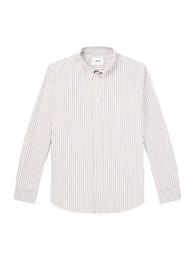 NN07 Colby 5910 Button-Down Collar Logo-Embroidered Striped Organic Cotton Shirt - Men | Thumbnail 1 NN07 Colby 5910 Button-Down Collar Logo-Embroidered Striped Organic Cotton Shirt - Men | Thumbnail 1