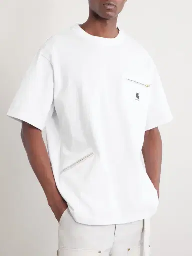 Sacai Carhartt WIP Logo-Appliquéd Cotton-Jersey T-Shirt - Men | Thumbnail 3 Sacai Carhartt WIP Logo-Appliquéd Cotton-Jersey T-Shirt - Men | Thumbnail 3