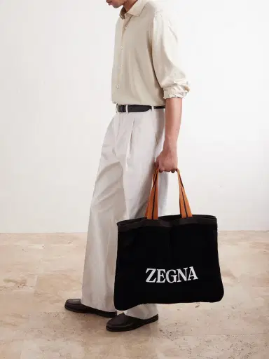 Zegna Logo-Embroidered Cotton-Terry Beach Towel Tote Bag - Men | Thumbnail 2 Zegna Logo-Embroidered Cotton-Terry Beach Towel Tote Bag - Men | Thumbnail 2