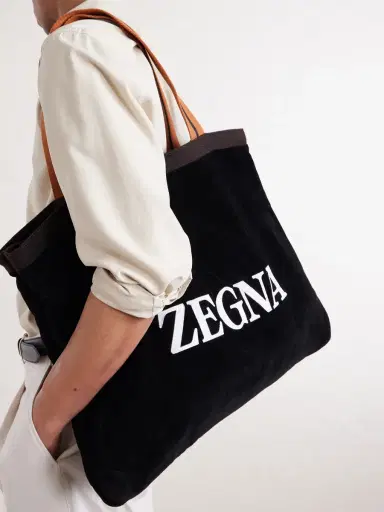 Zegna Logo-Embroidered Cotton-Terry Beach Towel Tote Bag - Men | Thumbnail 4 Zegna Logo-Embroidered Cotton-Terry Beach Towel Tote Bag - Men | Thumbnail 4