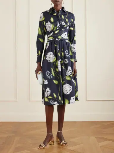 Oscar de la Renta Wrap-effect Floral-print Cotton-blend Poplin Shirt Dress | Thumbnail 2 Oscar de la Renta Wrap-effect Floral-print Cotton-blend Poplin Shirt Dress | Thumbnail 2