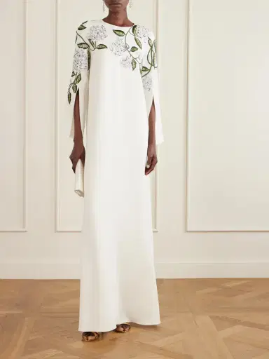 Oscar de la Renta Appliquéd Embroidered Silk-blend Crepe Gown | Thumbnail 2 Oscar de la Renta Appliquéd Embroidered Silk-blend Crepe Gown | Thumbnail 2