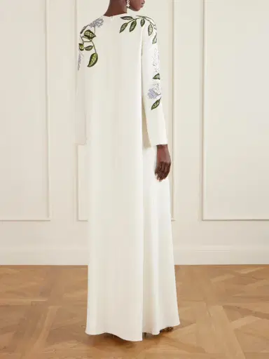 Oscar de la Renta Appliquéd Embroidered Silk-blend Crepe Gown | Thumbnail 3 Oscar de la Renta Appliquéd Embroidered Silk-blend Crepe Gown | Thumbnail 3