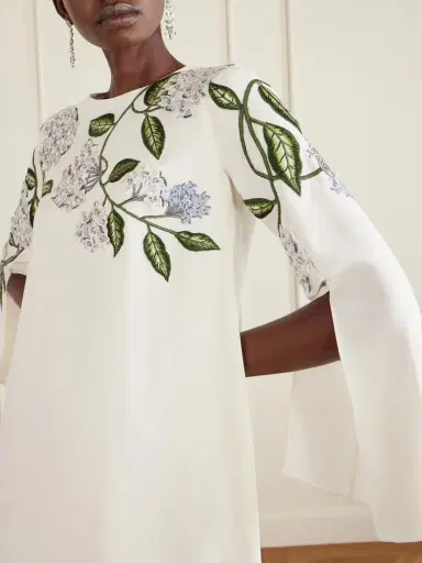 Oscar de la Renta Appliquéd Embroidered Silk-blend Crepe Gown | Thumbnail 4 Oscar de la Renta Appliquéd Embroidered Silk-blend Crepe Gown | Thumbnail 4