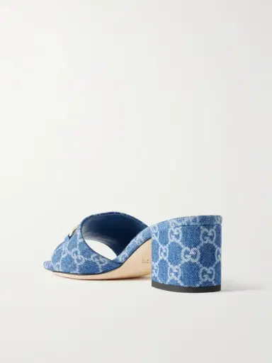 Gucci Horsebit-embellished Logo-print Denim Mules | Thumbnail 3 Gucci Horsebit-embellished Logo-print Denim Mules | Thumbnail 3