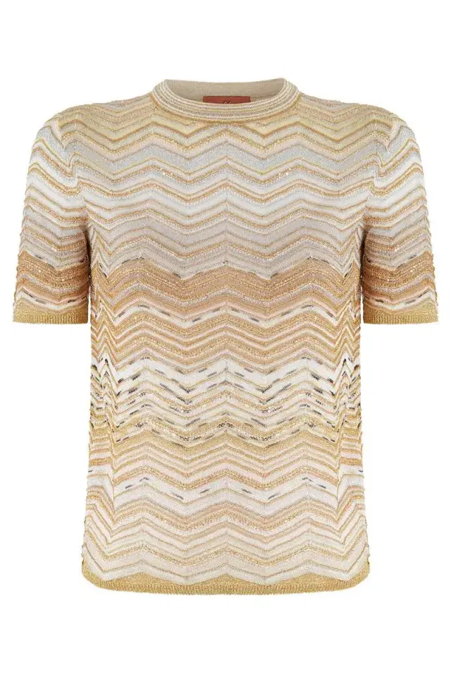 Short Sleeve Crew Neck Top - Gold Short Sleeve Crew Neck Top - Gold