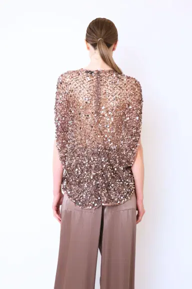 Lapointe Net Mesh Sequin Cape Tee | Thumbnail 2 Lapointe Net Mesh Sequin Cape Tee | Thumbnail 2