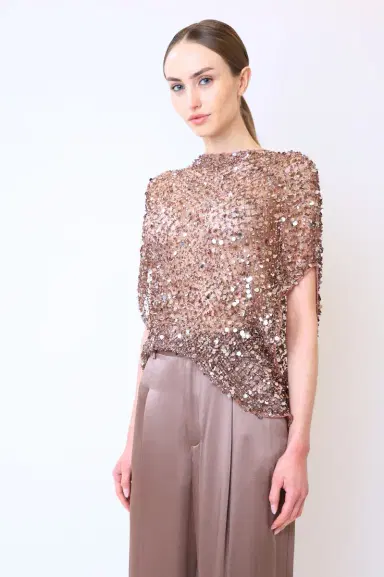 Lapointe Net Mesh Sequin Cape Tee | Thumbnail 3 Lapointe Net Mesh Sequin Cape Tee | Thumbnail 3
