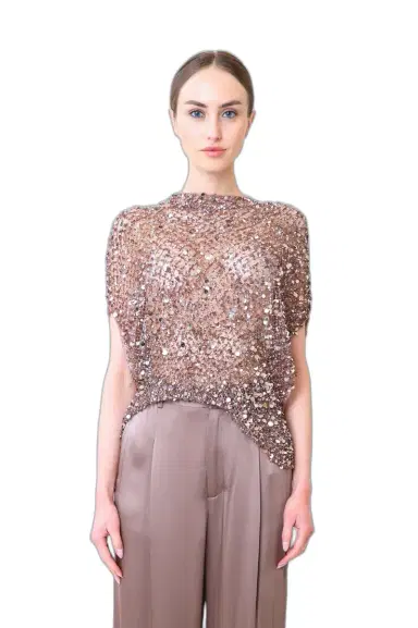 Lapointe Net Mesh Sequin Cape Tee | Thumbnail 1 Lapointe Net Mesh Sequin Cape Tee | Thumbnail 1