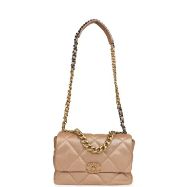 Chanel Chanel Large 19 Flap Bag Beige Iridescent Lambskin Mixed Metal Hardware | Thumbnail 7 Chanel Chanel Large 19 Flap Bag Beige Iridescent Lambskin Mixed Metal Hardware | Thumbnail 7