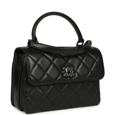 Chanel Chanel Medium Trendy CC Top Handle Flap So Bag Black Lambskin Black Hardware | Thumbnail 2 Chanel Chanel Medium Trendy CC Top Handle Flap So Bag Black Lambskin Black Hardware | Thumbnail 2