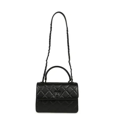 Chanel Chanel Medium Trendy CC Top Handle Flap So Bag Black Lambskin Black Hardware | Thumbnail 7 Chanel Chanel Medium Trendy CC Top Handle Flap So Bag Black Lambskin Black Hardware | Thumbnail 7