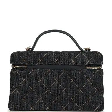 Chanel Chanel Top Handle Long Vanity Case with Chain Dark Blue Denim Light Gold Hardware | Thumbnail 5 Chanel Chanel Top Handle Long Vanity Case with Chain Dark Blue Denim Light Gold Hardware | Thumbnail 5