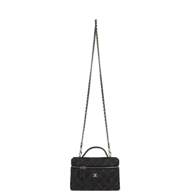 Chanel Chanel Top Handle Long Vanity Case with Chain Dark Blue Denim Light Gold Hardware | Thumbnail 7 Chanel Chanel Top Handle Long Vanity Case with Chain Dark Blue Denim Light Gold Hardware | Thumbnail 7
