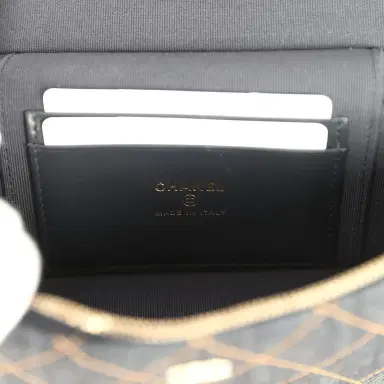 Chanel Chanel Top Handle Long Vanity Case with Chain Dark Blue Denim Light Gold Hardware | Thumbnail 9 Chanel Chanel Top Handle Long Vanity Case with Chain Dark Blue Denim Light Gold Hardware | Thumbnail 9