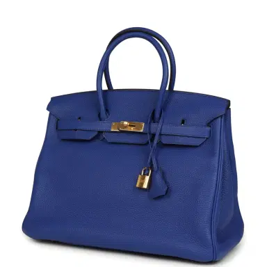 HERMÈS Hermes Birkin 35 Bleu Electric Togo Gold Hardware | Thumbnail 5 HERMÈS Hermes Birkin 35 Bleu Electric Togo Gold Hardware | Thumbnail 5