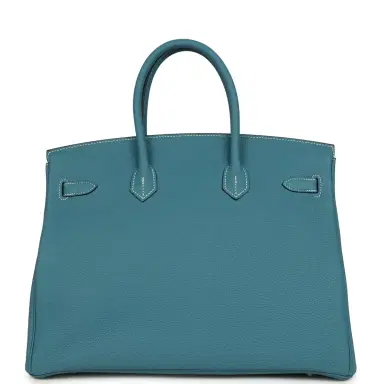 HERMÈS Hermes Birkin 35 Blue Jean Togo Palladium Hardware | Thumbnail 4 HERMÈS Hermes Birkin 35 Blue Jean Togo Palladium Hardware | Thumbnail 4