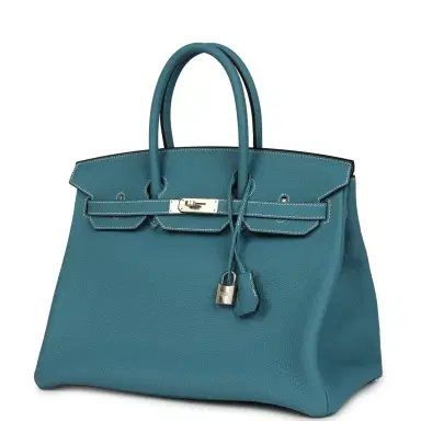HERMÈS Hermes Birkin 35 Blue Jean Togo Palladium Hardware | Thumbnail 5 HERMÈS Hermes Birkin 35 Blue Jean Togo Palladium Hardware | Thumbnail 5
