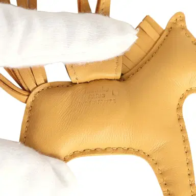 HERMÈS Hermes Rodeo Bag Charm PM Paille Milo Lambskin and Vanille Matte Alligator Touch | Thumbnail 3 HERMÈS Hermes Rodeo Bag Charm PM Paille Milo Lambskin and Vanille Matte Alligator Touch | Thumbnail 3