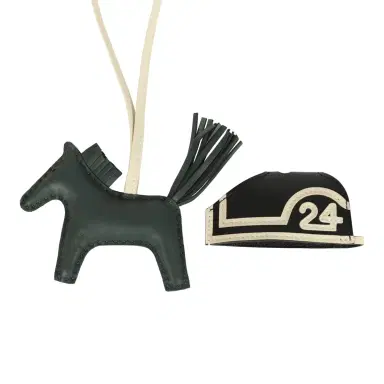 HERMÈS Hermes Rodeo Robeo 24 Charm PM Vert Mangrove, Craie, Black Milo Lambskin | Thumbnail 3 HERMÈS Hermes Rodeo Robeo 24 Charm PM Vert Mangrove, Craie, Black Milo Lambskin | Thumbnail 3