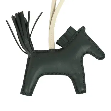 HERMÈS Hermes Rodeo Robeo 24 Charm PM Vert Mangrove, Craie, Black Milo Lambskin | Thumbnail 5 HERMÈS Hermes Rodeo Robeo 24 Charm PM Vert Mangrove, Craie, Black Milo Lambskin | Thumbnail 5