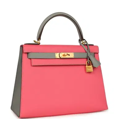 HERMÈS Hermes Special Order (HSS) Kelly Sellier 28 Rose Azalee and Gris Mouette Epsom Brushed Gold Hardware | Thumbnail 2 HERMÈS Hermes Special Order (HSS) Kelly Sellier 28 Rose Azalee and Gris Mouette Epsom Brushed Gold Hardware | Thumbnail 2
