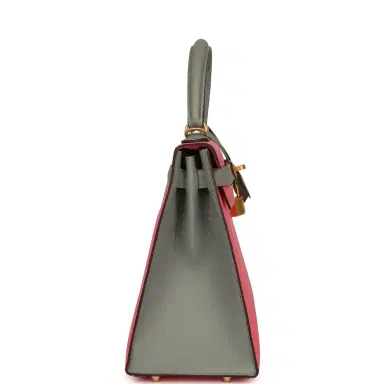 HERMÈS Hermes Special Order (HSS) Kelly Sellier 28 Rose Azalee and Gris Mouette Epsom Brushed Gold Hardware | Thumbnail 3 HERMÈS Hermes Special Order (HSS) Kelly Sellier 28 Rose Azalee and Gris Mouette Epsom Brushed Gold Hardware | Thumbnail 3
