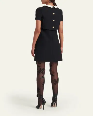 Valentino Garavani Polka-Dot Tie Collar Short-Sleeve Mini Dress | Thumbnail 3 Valentino Garavani Polka-Dot Tie Collar Short-Sleeve Mini Dress | Thumbnail 3