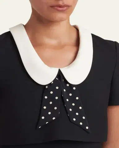 Valentino Garavani Polka-Dot Tie Collar Short-Sleeve Mini Dress | Thumbnail 5 Valentino Garavani Polka-Dot Tie Collar Short-Sleeve Mini Dress | Thumbnail 5