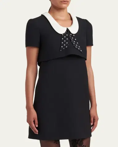 Valentino Garavani Polka-Dot Tie Collar Short-Sleeve Mini Dress | Thumbnail 8 Valentino Garavani Polka-Dot Tie Collar Short-Sleeve Mini Dress | Thumbnail 8