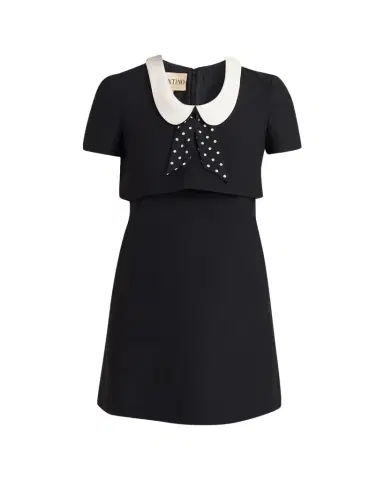 Valentino Garavani Polka-Dot Tie Collar Short-Sleeve Mini Dress | Thumbnail 1 Valentino Garavani Polka-Dot Tie Collar Short-Sleeve Mini Dress | Thumbnail 1