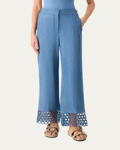 Akris punto Marlon Eyelet Cuffed Straight-Leg Ankle Pants | Thumbnail 2 Akris punto Marlon Eyelet Cuffed Straight-Leg Ankle Pants | Thumbnail 2