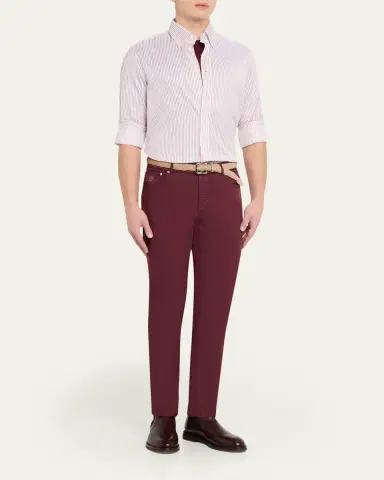Brunello Cucinelli en's Button-Collar Pinstripe Cotton Sport Shirt | Thumbnail 2 Brunello Cucinelli en's Button-Collar Pinstripe Cotton Sport Shirt | Thumbnail 2