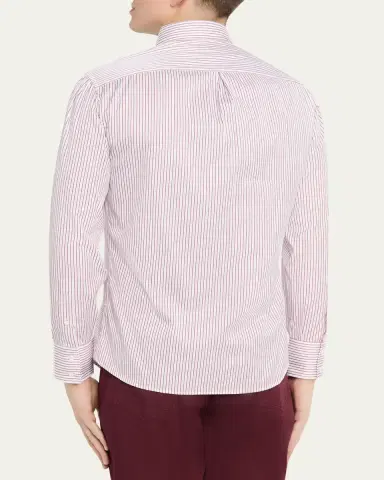 Brunello Cucinelli en's Button-Collar Pinstripe Cotton Sport Shirt | Thumbnail 3 Brunello Cucinelli en's Button-Collar Pinstripe Cotton Sport Shirt | Thumbnail 3