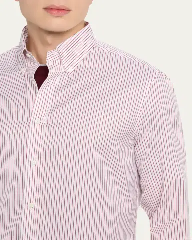 Brunello Cucinelli en's Button-Collar Pinstripe Cotton Sport Shirt | Thumbnail 5 Brunello Cucinelli en's Button-Collar Pinstripe Cotton Sport Shirt | Thumbnail 5