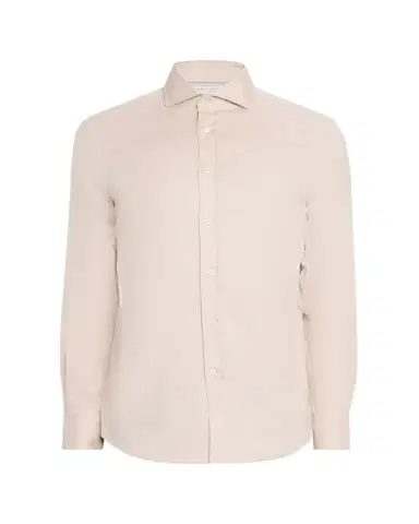 Brunello Cucinelli Men's Solid Linen Classic Fit Button-Down Shirt | Thumbnail 1 Brunello Cucinelli Men's Solid Linen Classic Fit Button-Down Shirt | Thumbnail 1