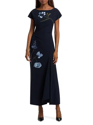 Lela Rose Women's Cascade Floral Corded Crêpe Cocktail Dress | Thumbnail 3 Lela Rose Women's Cascade Floral Corded Crêpe Cocktail Dress | Thumbnail 3
